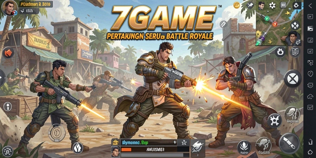 Tampilan aksi seru dalam Battle Royale di 7GAME.