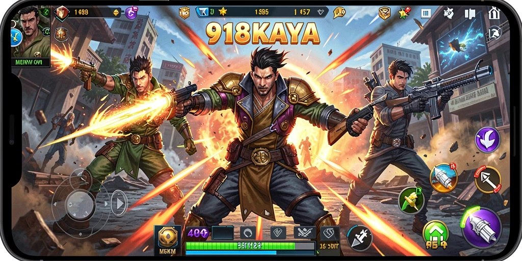 Tampilan aksi gameplay 918KAYA yang mendebarkan dan penuh strategi.