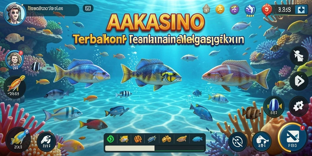 Gameplay seru AAKASINO dengan berbagai ikan menunggu untuk ditangkap.