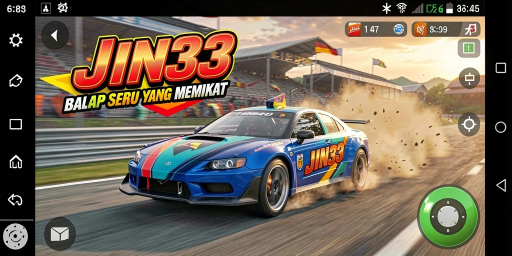Tampilan gameplay balap yang menarik dan mendebarkan di JIN33.
