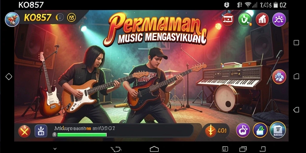 Tangkapan layar KO857 menunjukkan pemain menikmati permainan musik yang seru.