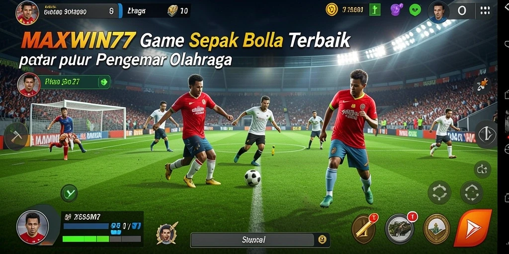 Tampilan gameplay yang intens dalam permainan sepak bola.