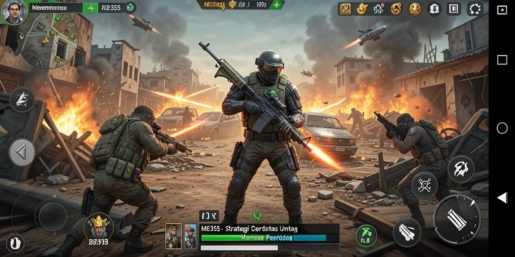 Tampilan gameplay menarik dari ME355 dalam pertempuran strategi.
