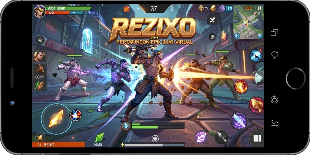 Tangkapan layar menunjukkan pertarungan intens di dalam REZIXO.