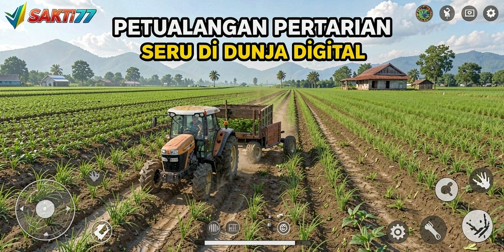 Tampilan gameplay seru SAKTI77 dengan ladang yang subur dan tanaman beragam.