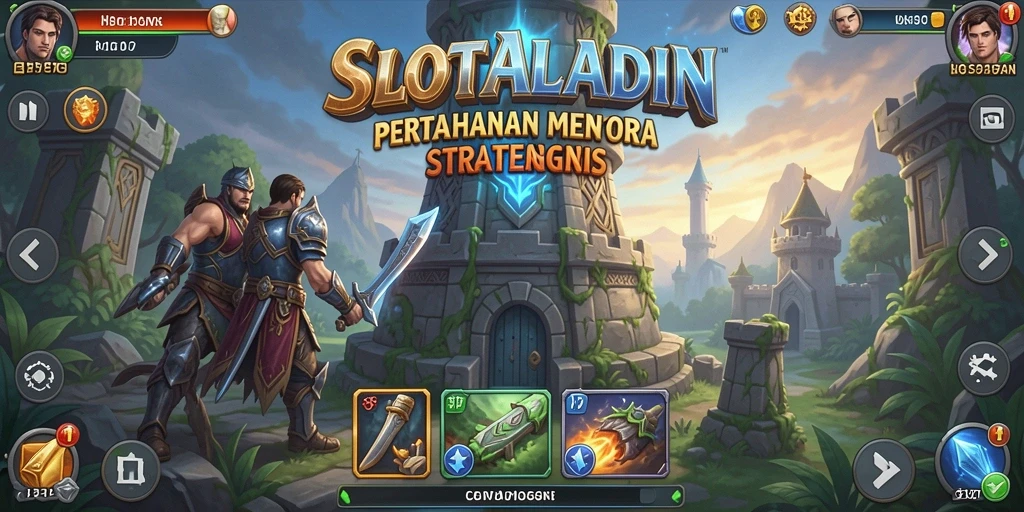 Screenshot menampilkan aksi intens dan strategi menara dalam SLOTALADIN.