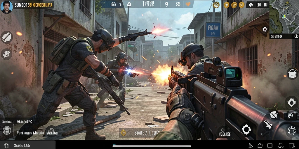 Screenshot gameplay SUNEO138 menampilkan aksi menembak yang mendebarkan.