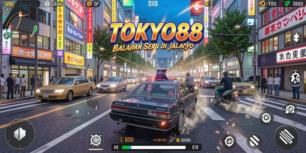 Tampilan luar biasa dari gameplay balapan di jalanan Tokyo yang menegangkan.