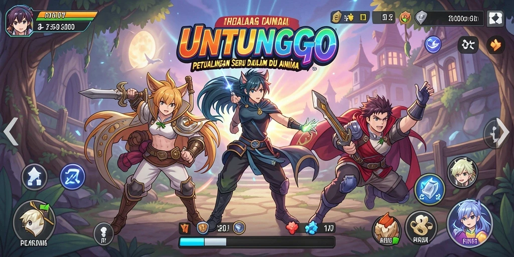Tampilan menarik dari gameplay UNTUNGGO dengan karakter anime yang ikonik.