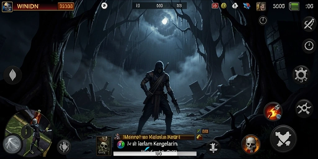 Screenshot gameplay WINIDN yang penuh ketegangan dan kengerian.