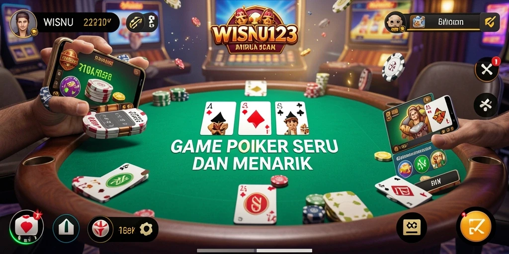 Tampilan gameplay poker yang menarik dan mengasyikkan di WISNU123.