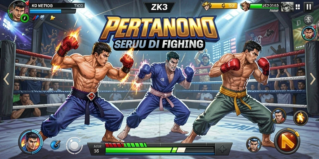 Screenshot ZK3 menampilkan pertarungan karakter yang mendebarkan.